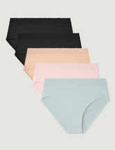 Women's Second Skin High-Rise Brief, Lace Waist (5-Pack)