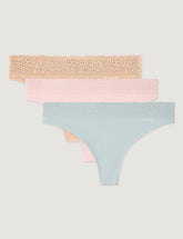 Women's Second Skin Thong, Lace Waist (3-Pack)