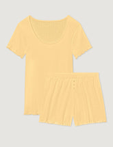 Women's Cotton Pointelle Rib Tee & Short Set