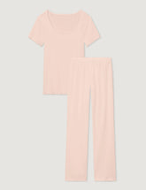 Women's Cotton Pointelle Rib Tee & Pant Set