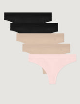 Women's Second Skin Luxe Rib Thong (5-Pack)