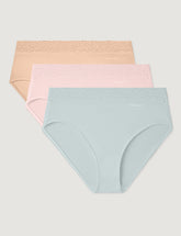 Women's Second Skin High-Rise Brief, Lace Waist (3-Pack)