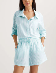 Women's Woven Button Down Shirt & Short Set