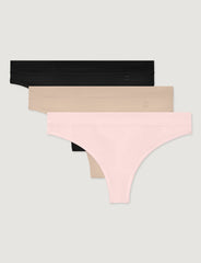 Women's Second Skin Luxe Rib Thong (3-Pack)