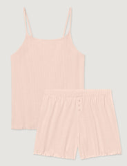 Women's Cotton Pointelle Rib Cami & Short Set