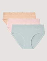 Women's Second Skin Brief, Lace Waist (3-Pack)