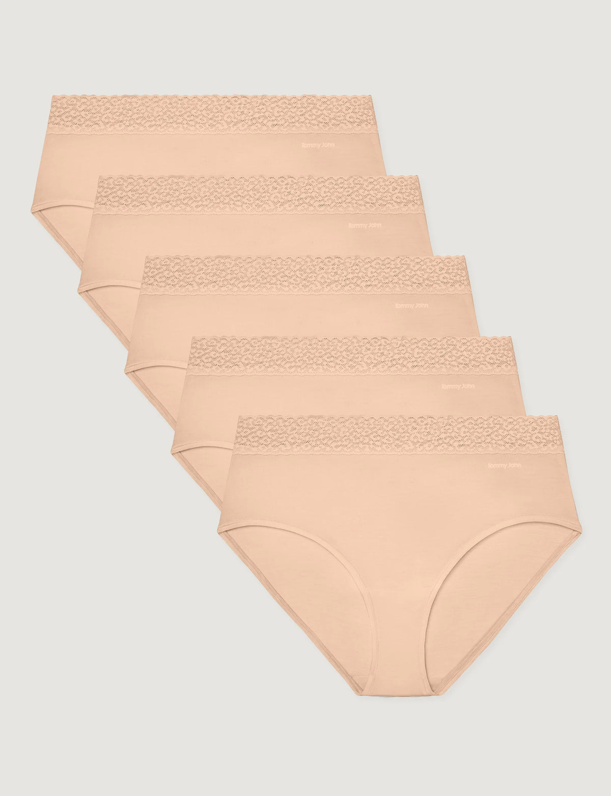 Women's Second Skin High-Rise Brief, Lace Waist (5-Pack)