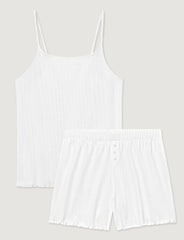 Women's Cotton Pointelle Rib Cami & Short Set