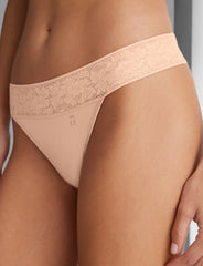 Women's Second Skin Thong, Lace Waist (5-Pack)