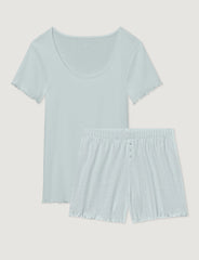 Women's Cotton Pointelle Rib Tee & Short Set