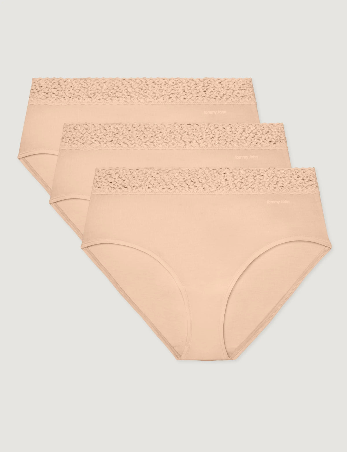 Women's Second Skin High-Rise Brief, Lace Waist (3-Pack)