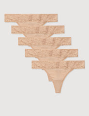 Women's Second Skin Thong, Lace Waist (5-Pack)