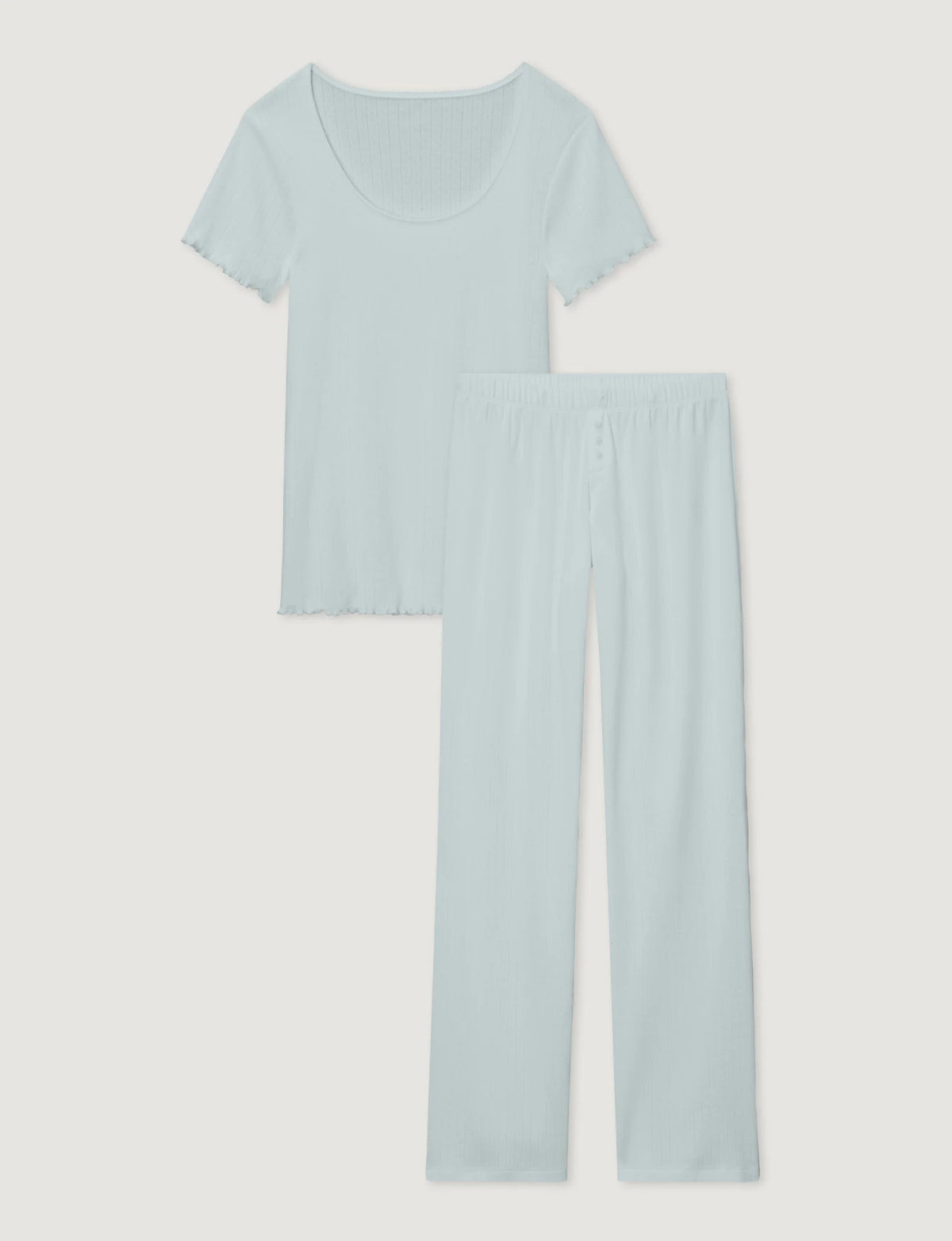 Women's Cotton Pointelle Rib Tee & Pant Set