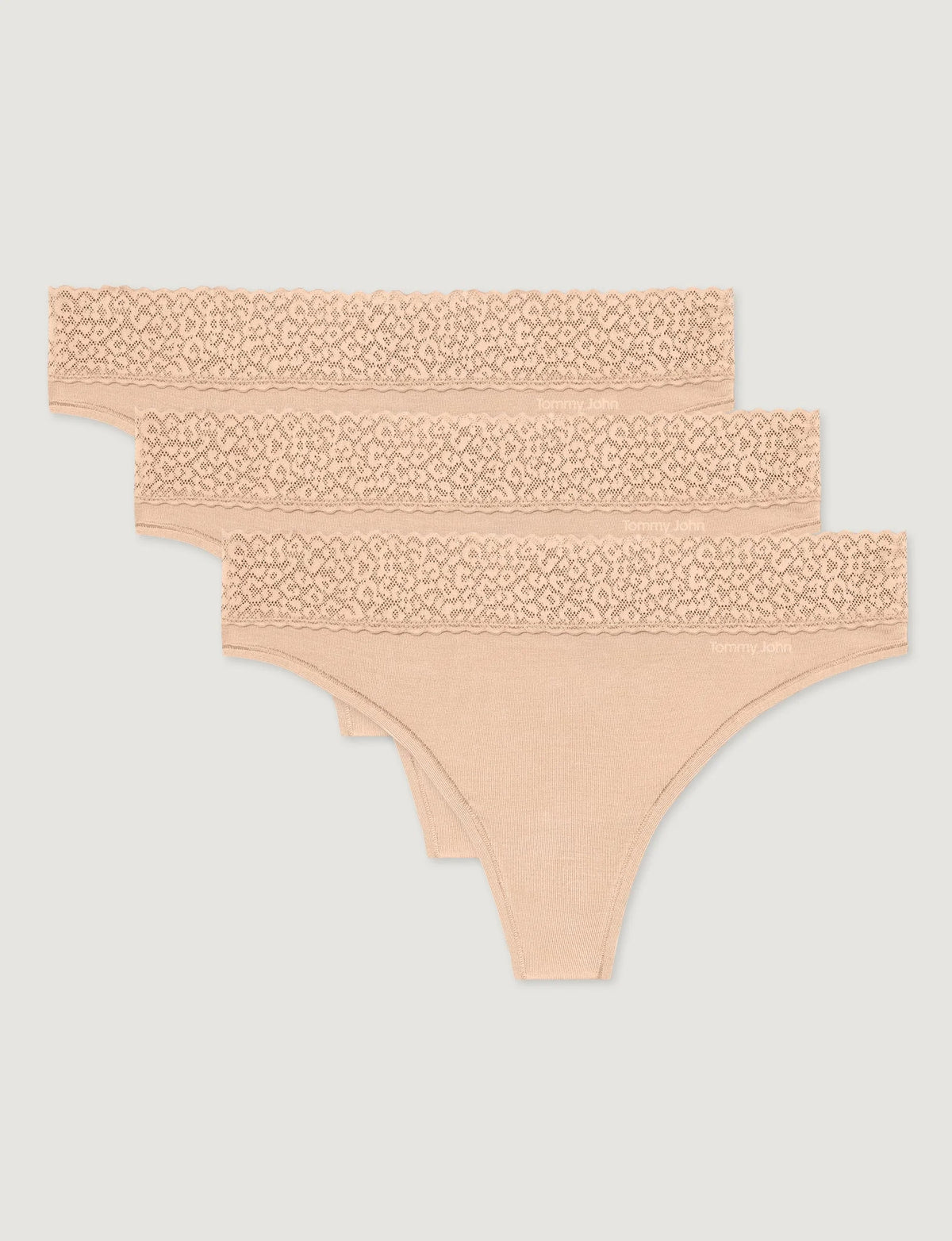 Women's Second Skin Thong, Lace Waist (3-Pack)