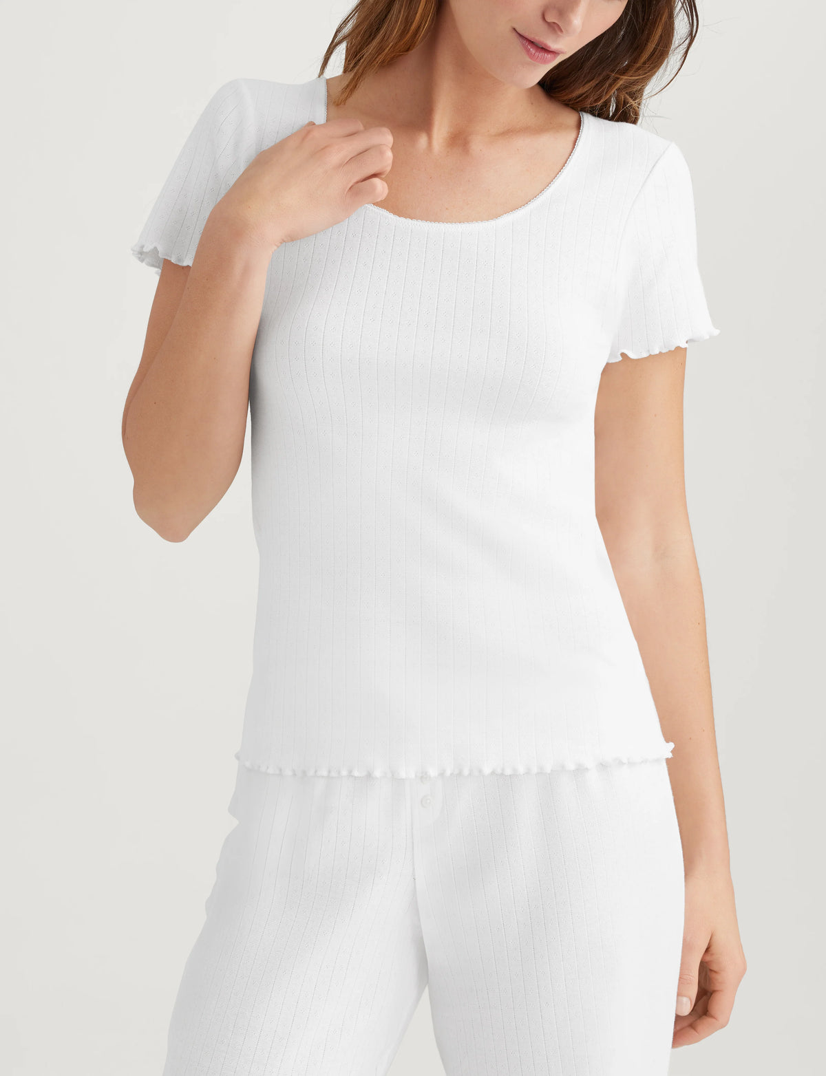Women's Cotton Pointelle Rib Tee