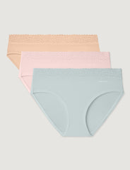 Women's Second Skin Brief, Lace Waist (3-Pack)